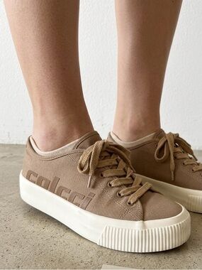 Colcci Women's Gravis Platform Sneaker | Tan / Brown Canvas (Size 8.5 US)